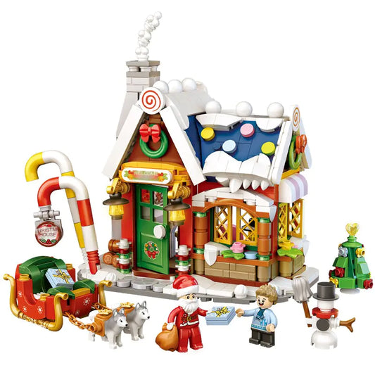Christmas Snowman and Tree Building Block Toy Set