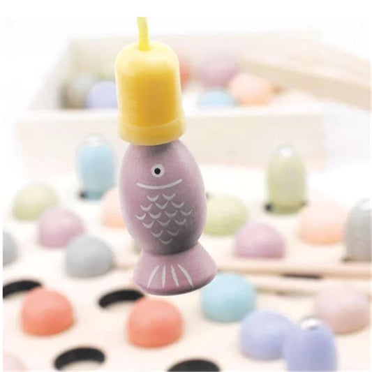 Wooden Bead Fishing Puzzle Game for Early Childhood Development