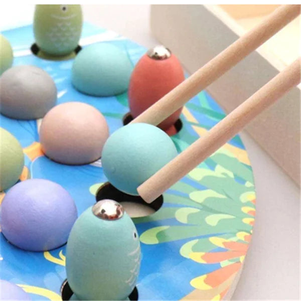 Wooden Bead Fishing Puzzle Game for Early Childhood Development