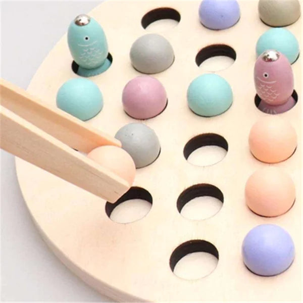 Wooden Bead Fishing Puzzle Game for Early Childhood Development