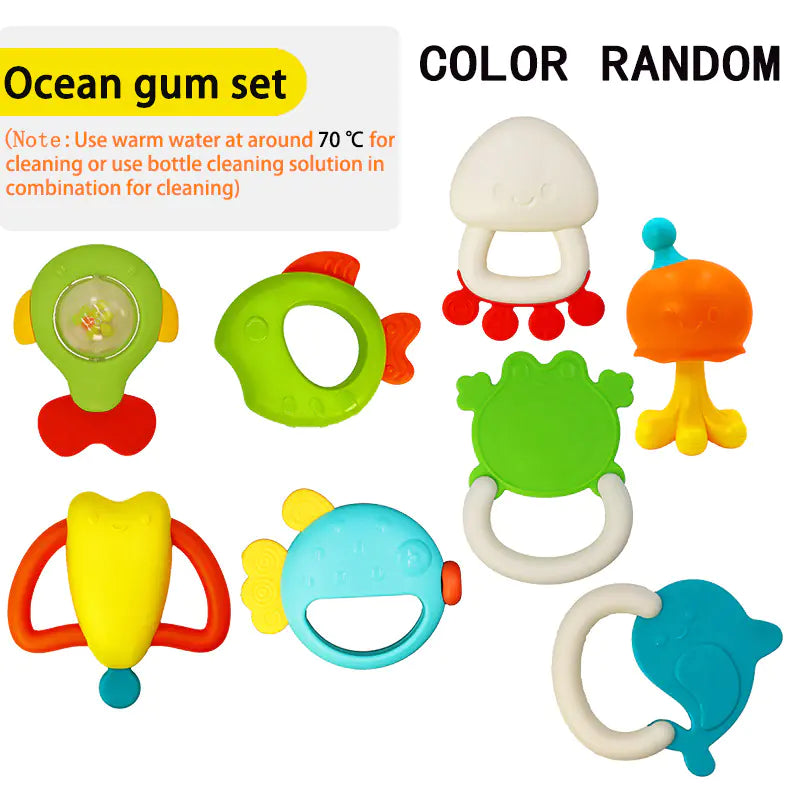 Soft Rubber Baby Grasp Ball Rattle - Sensory Toy