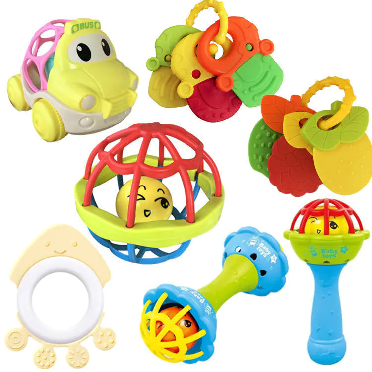 Soft Rubber Baby Grasp Ball Rattle - Sensory Toy