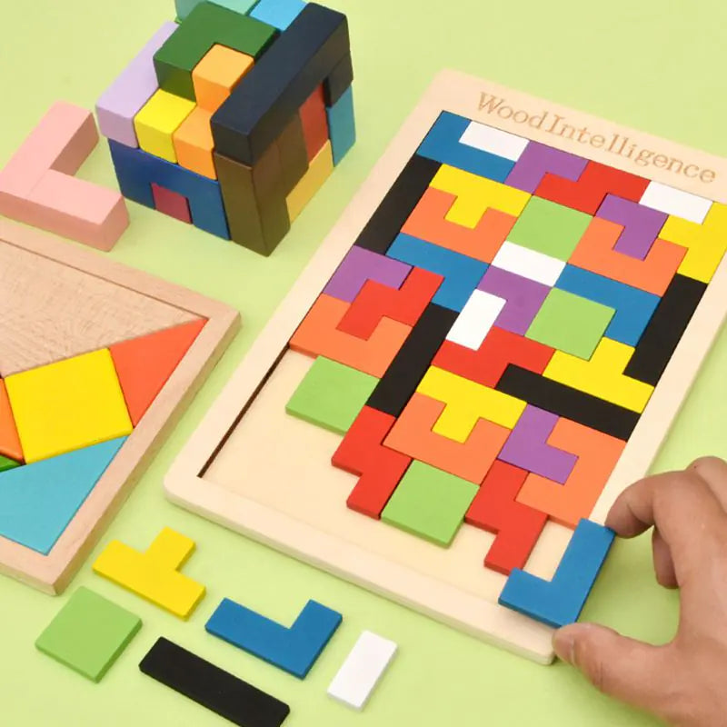 Children's Tetris Wooden Puzzle for Early Education