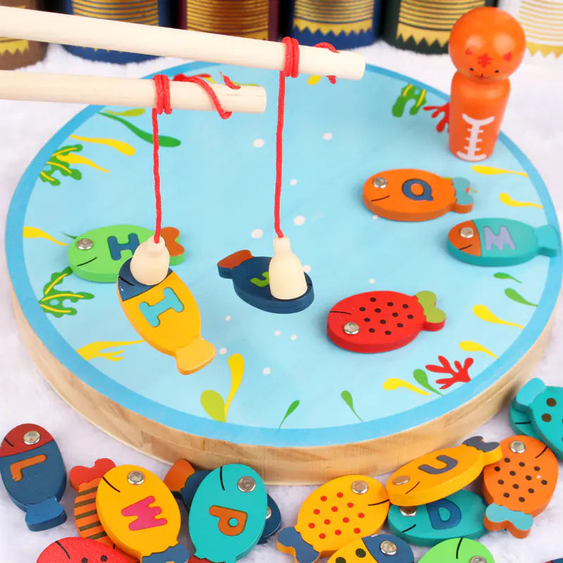 Montessori Wooden Fishing Game for Early Education