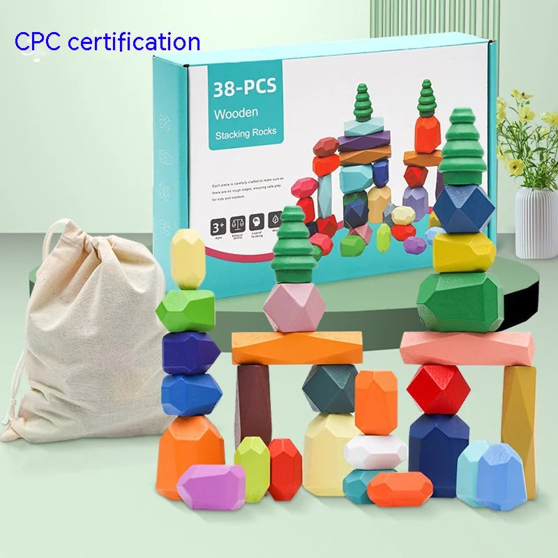 Montessori Wooden Stone Blocks