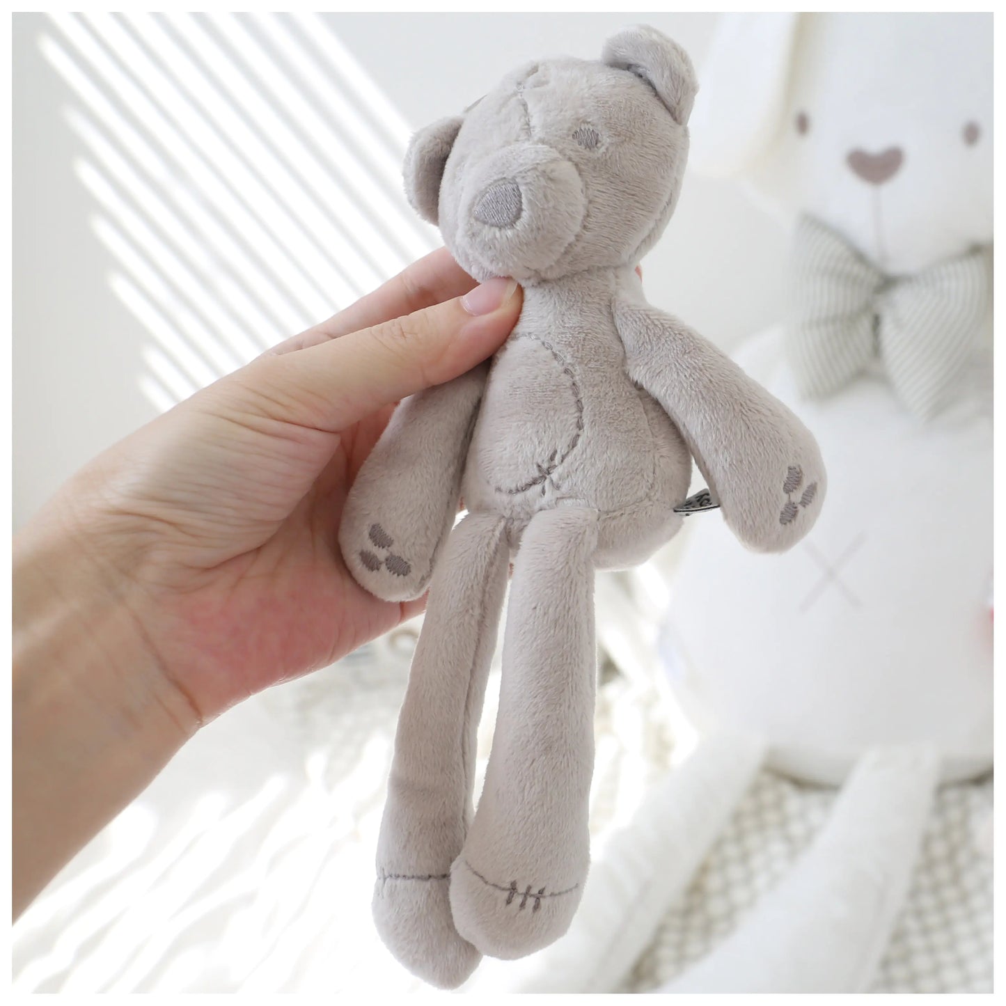 Baby Stroller Toy Plush Rabbit Bear with Rattle