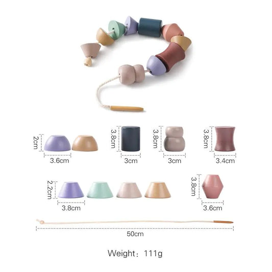 Montessori Wooden Bead Stringing Toy for Ages 1-3
