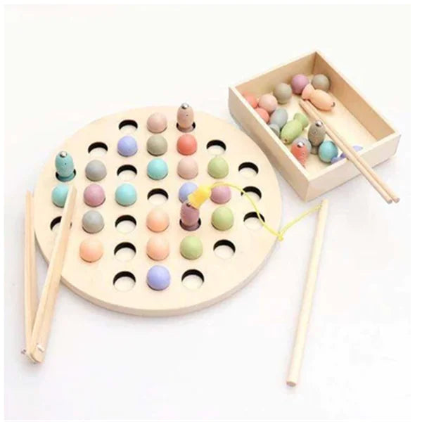 Wooden Bead Fishing Puzzle Game for Early Childhood Development